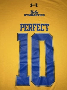 NWOT UCLA Bruins Gymnastics “Perfect 10” Athletic Shirt Med Yellow Team Issued - Picture 1 of 6