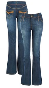 NEU Damen Jeans Schlaghose Stonewashed bequemer Bootcut-Jeans Größe 8 10 12 14 - Bild 1 von 1