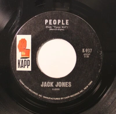 Pop 45 Jack Jones - People / Don'T Rain On My Parade On Kapp - Image 1 of 2