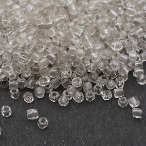 Lot (1300) Vintage Czech crystal clear faceted seed glass beads 1-2mm