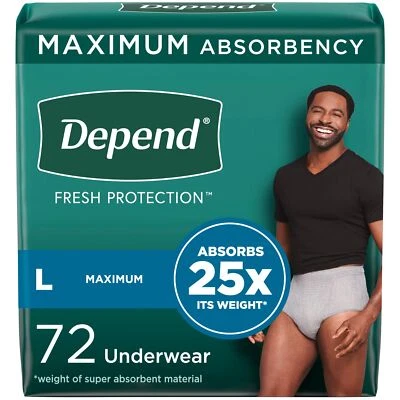 72 Count Depend Fresh Protection Adult Incontinence Underwear Large for Men - Image 1 of 4
