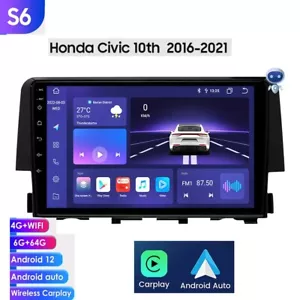 For 2016-2018 Honda Civic Android 12 Car Radio Stereo GPS Carplay Auto 6+64GB AI - Picture 1 of 24