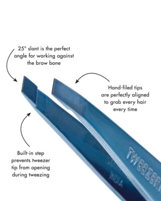 TWEEZERMAN FULL SIZE SLANT TIP TWEEZER, FULL SIZE - BELL BOTTOM BLUE - AUTHENTIC - Image 1 of 4