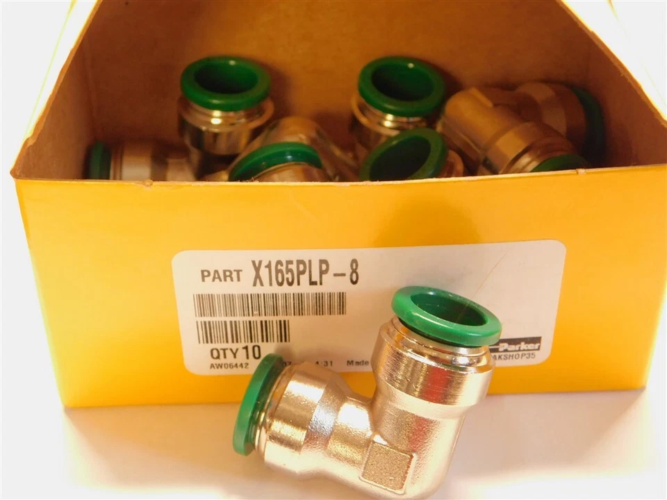 10 Parker X165PLP-8 Push-to-Connect Nickel Plated 1/2" Union 90° Elbows New Box - Image 1 of 1