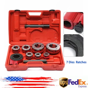 Pipe Threader Kit w/ Hand Ratchet + 3/8",1/2",3/4",1",1-1/4",1-1/2",2" Dies - Picture 1 of 14
