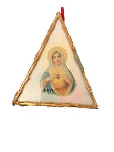 Vtg Triangular Plaque Virgin Mary Shrine 6" x 8" approximately - Picture 1 of 1