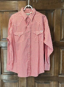Vtg Genuine Roebucks Pearl Snap Shirt Size XL Red White Gingham Western Cowboy - Picture 1 of 10