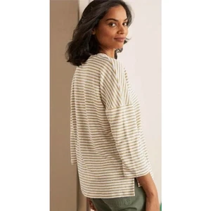 Boden Linen Metallic Stripe 3/4 Sleeve Top Size 4 - Picture 1 of 11