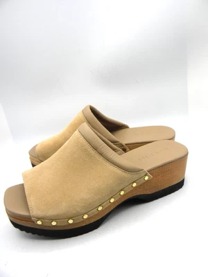 Zuecos deslizables plataforma madera tachonada nobuck beige talla 40,5 pantalla M.GEMI Greta Foto 1 de 4