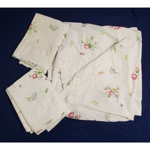 Vintage Martex Atelier Perkal Bettwäsche Twin 2 flach 1 Bettbezug Rüsche bügelfrei - Bild 1 von 14