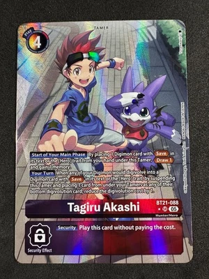 Digimon TAGIRU AKASHI Alternate Art BT21-088 SR NM NM TCG English - Image 1 of 2