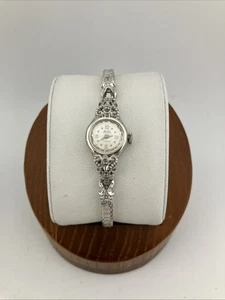 Vtg Gruen Precision Ladies 16mm Watch Diamond 17 Jewel Silver Tone Windup - RUNS - Picture 1 of 20