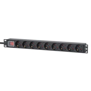 Intellinet 19" 9-fach Steckdosenleiste/PDU Schutzkontakt 1 HE Aluminium Schwarz - Bild 1 von 7