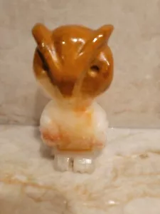Vintage Fetish Onyx Owl Hand Carved Brown Stone - Picture 1 of 5