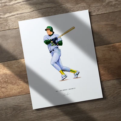 Póster de béisbol de atletismo de los Atletismo de Oakland de José Canseco arte ilustrado Foto 1 de 4