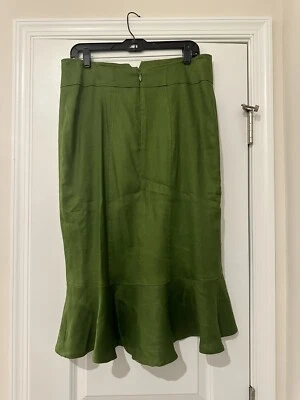 Falda con volantes mezcla lino verde ejército nueva york y empresa talla 12 Foto 1 de 3