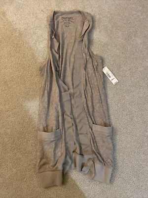 Cardigã longo Decree Blend sem mangas com bolsos bronzeado tamanho pequeno - Imagem 1 de 4