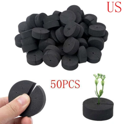 50 insertos de espuma de neopreno collares clon de jardín con 8 radios para clonación hidropónica Foto 1 de 4