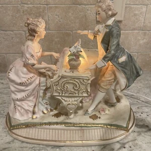 Vtg Lenwile Ardalt orig. Porcelain lady Playing Piano- Light- Music Box- Rare! - Picture 1 of 16