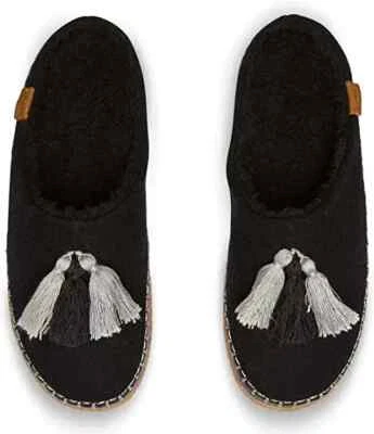 TOMS Arroyo Mujer Azul Marino Gamuza/Lona Hiedra Negro Lana/Borlas Talla EE. UU. 12, UK 10 Foto 1 de 4