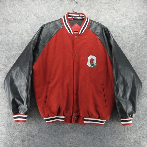 Ohio State Buckeyes Jacket Mens Large Red Steve & Barrys OSU Wool Varsity Bomber Cover