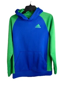 Adidas Blue Green Hoodie w/ Kangaroo Pocket Long Sleeve Size Youth XL (18)- GUC - Picture 1 of 4