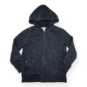 H&M Kids 4-6 Paint Splatter Print Full Zip Hoodie Black Gray - Picture 1 of 6