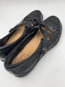 Rockport Womens Shoes Sz 6.5 Mary Janes Black Leather With Strap - Picture 1 of 13