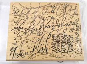 Stampin' Up! Warm And Wonderful Birthday Greetings Rubber Stamp 2003 XL #C7-11 - Picture 1 of 3