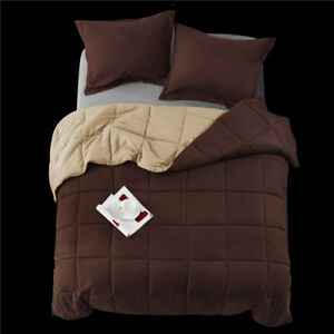 Down Alternative Comforter Set 3 Pcs All Season Reversible Comforter-Chocolate