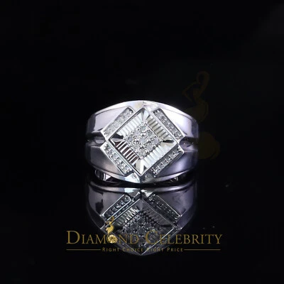 0.09ct In 925 Sterling Silver White Round Cut Men's Solitaire Diamond Ring SZ 10 - Image 1 of 4