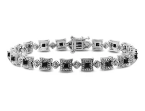 2.00 Carat (ctw) Black and White Diamond Tennis Bracelet in Sterling Silver (7.5 - Picture 1 of 4