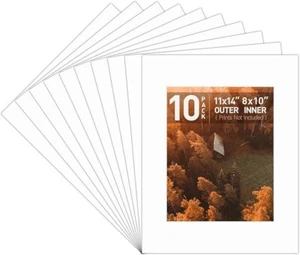 Pack of 10 11x14 Picture Mats with White Core Bevel Cut for 8x10 Photo Baby - Bild 1 von 7