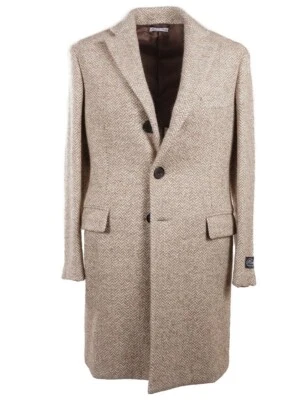 Belvest Soft-Woven Tan Herringbone Wool and Alpaca Overcoat 40R (Eu 50) Coat - Image 1 of 4