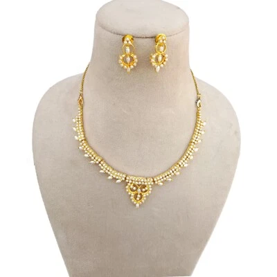 Collar de piedras preciosas de perlas premium joyería, collar chapado en oro, regalo para ella Foto 1 de 4