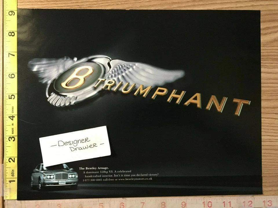 宾利 Arnage 1999 年银色汽车印刷广告:胜利 — 第 1/1 张图片