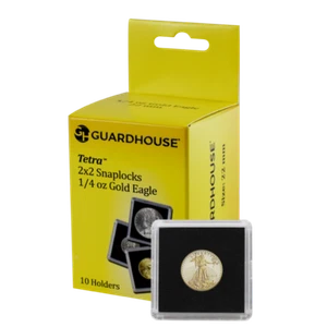 Guardhouse Tetra 1/4 oz Gold Eagle 2x2 Snaplock Coin Holders Box of 10 - Picture 1 of 1