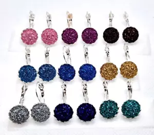 DRUSY LEVER BACK EARRINGS 2.5CM DROP - 9 COLOURS AVAILABLE - Picture 1 of 10