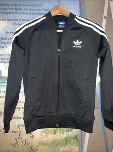 Adidas Track Jacket Black Zip Up Jacket Size Youth Medium - Picture 1 of 3