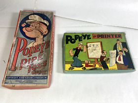 1935 Popeye Tabletop Games;Pipe Ring Toss and Stamp Craft Kit-Fantastic Graphics