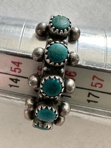 Vintage 1950's Turquoise Sterling Silver Ring with 5 Stones Size 7.25 A11 - Picture 1 of 6