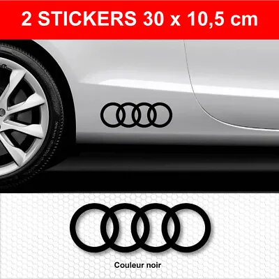 Stickers Pour AUDI Noir 2 Autocollants ANNEAUX GRAND FORMAT Bas De Caisse Sport • 7.95€