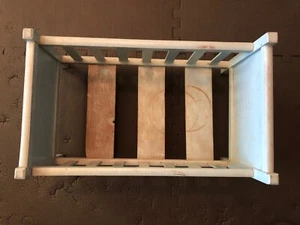 Antique Vintage Wooden Doll Bed W/ Moving Slats 20” X 11.5” Light Blue - Picture 1 of 4