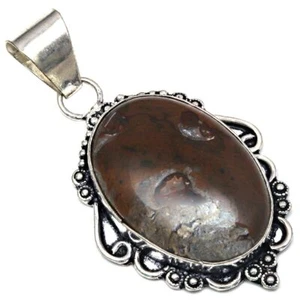 Pendant Rock Chalcedony Gemstone Handmade Mother's Day Silver Jewelry 2.25" - Picture 1 of 7