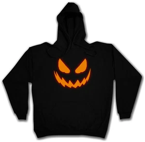 GLOWING HALLOWEEN PUMPKIN I HOODED SWEATSHIRT HOODIE Horror Kürbis Samhain - Picture 1 of 2