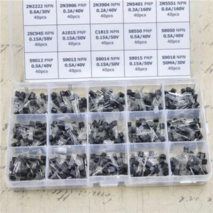 15Values 600pcs NPN PNP Transistor TO-92 Assortment Kit Box Set 2N2222 2N3904 - Picture 1 of 17