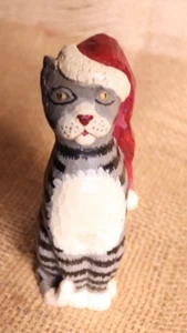 Vintage Christmas Cat Santa Hat Kurt S. Adler Folk Art - made in Philippines - Picture 1 of 5