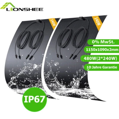LIONSHEE 480W Flexibles Solarpanel | 2* 240W Photovoltaik Balkonkraftwerk Solarmodule 0%