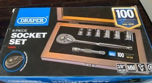 DRAPER 8 Pce Metric 3/8" DR Socket Set 100 year collectors set-pres box-NEW - Picture 1 of 5