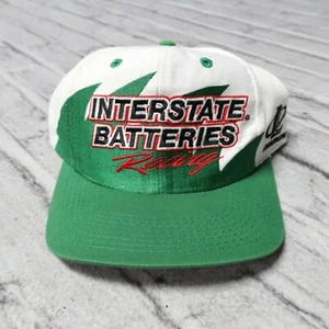 Vintage 90s Interstate Batteries Racing Sharktooth Snapback Hat Logo Athletic - Picture 1 of 6